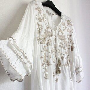 Johnny Was Embroidery Ruffle Sleeve Blouse, Boho Chic, NEW, Size L